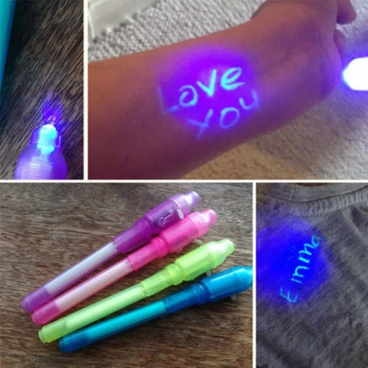 1/4 Pcs Invisible Ink Pen Spy Pen with UV Light Magic Marker for Secret Message Treasure Box Prizes Kids Party Favors Toys Gift