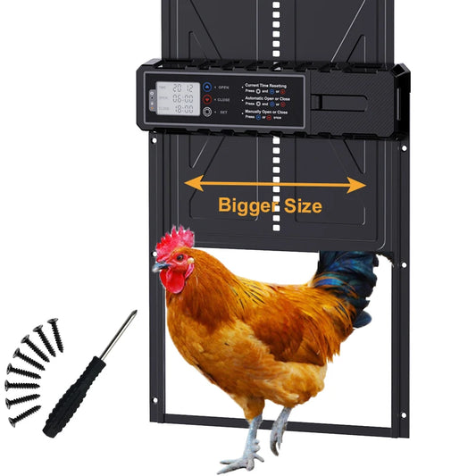 Large Auto Chicken Coop Door with Timer LCD