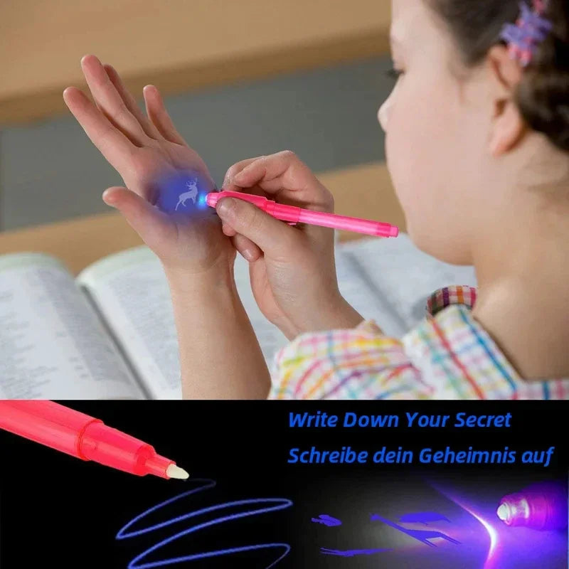 1/4 Pcs Invisible Ink Pen  Spy Pen with UV Light Magic Marker for Secret Message Treasure Box Prizes Kids Party Favors Toys Gift